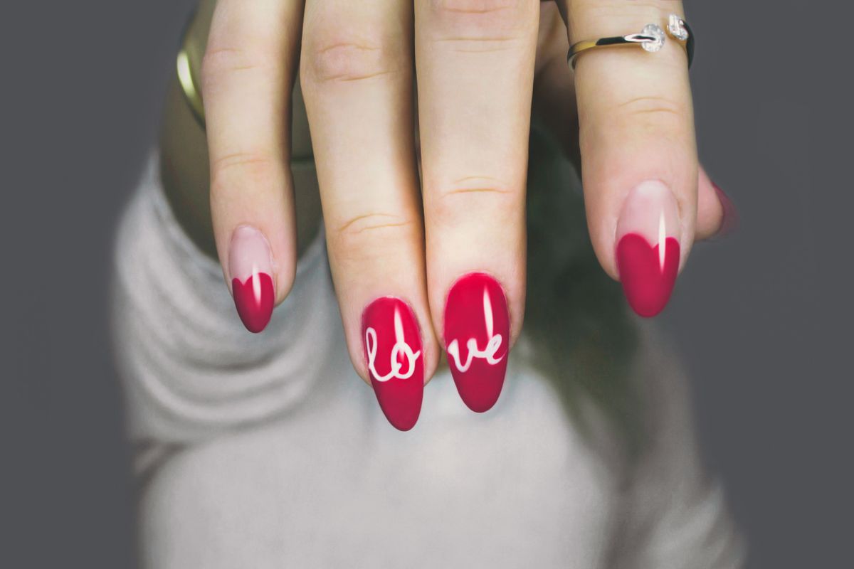 Custom red nail art design